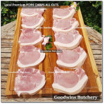 Pork CHOP SKIN OFF T-BONE (with tenderloin) 3/4" 2cm frozen Local Premium (price/pack 700g 2pcs)